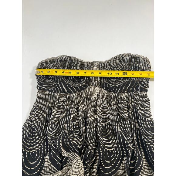 Express Strapless Flowy Mini Silk Dress Womens 6 Black Y2K Boho Festival Whimsy - Picture 5 of 16